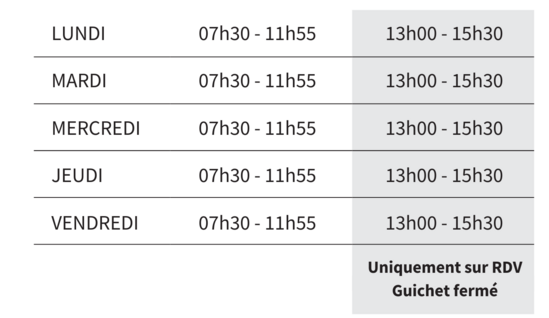 Horaires adaptées de Poindimié